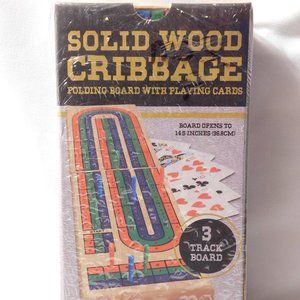 Cribbage Game Solid Wood with Playing Cards NEW